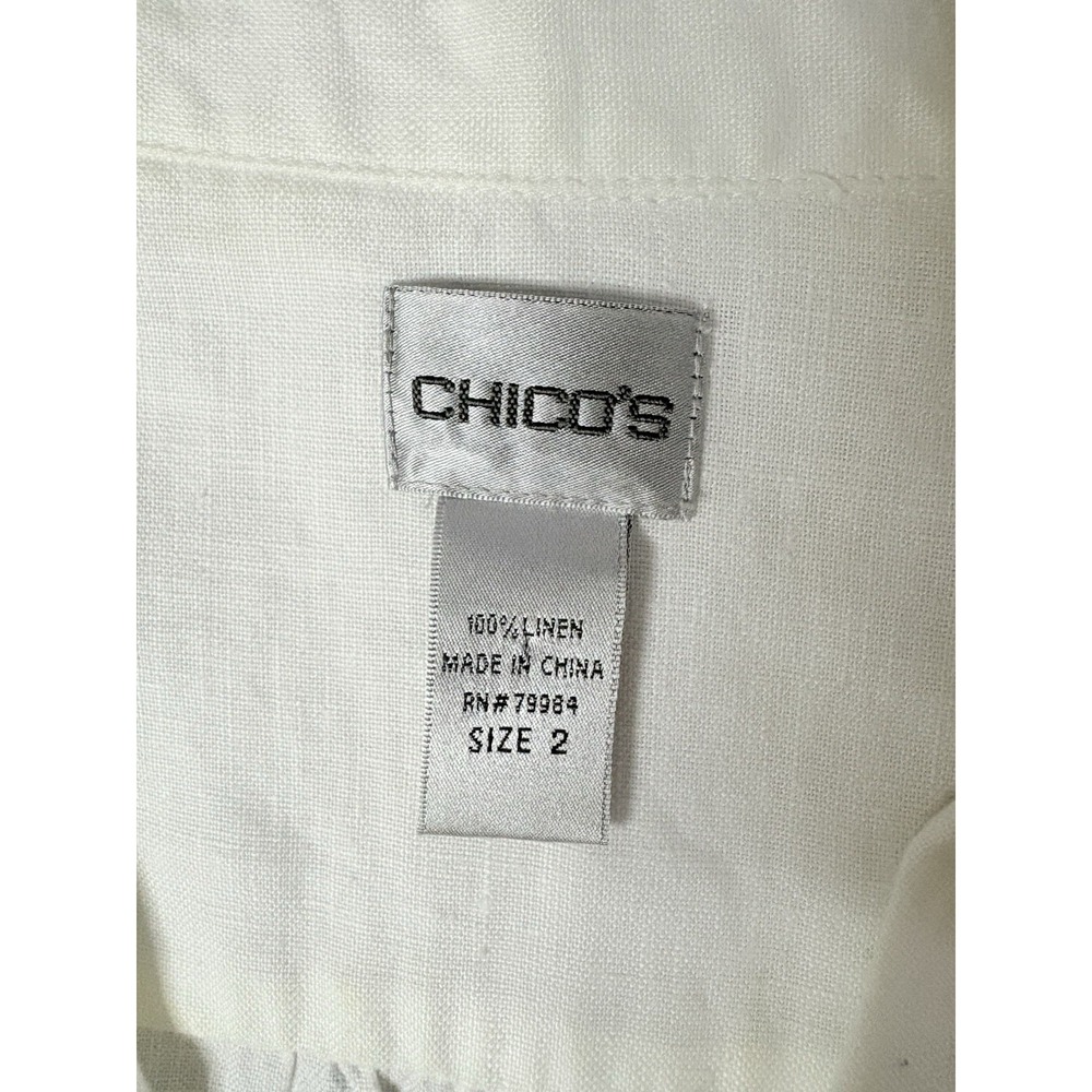 Chicos 100% Linen Blazer Women's Size 2 (Sz Large) Coastal Grandmother White - Picture 5 of 11